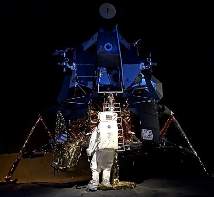 lunar lander with spaceman